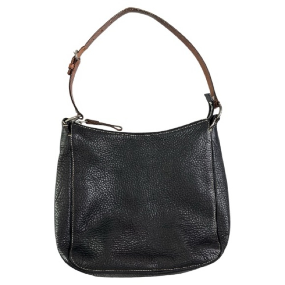 COACH VTG F10891 BLACK PEBBLE LEATHER CHELSEA SHOULDER BAG PURSE BROWN STRAP - Picture 4 of 12